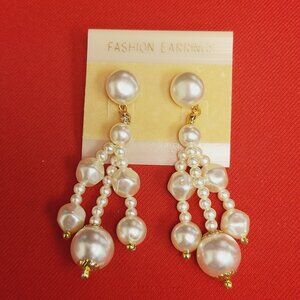 Gold Tone Pearl Drop Stud Earrings